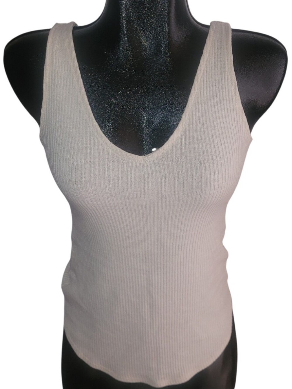 Dynamite Women’s Ribbed V-Neck Tank Top In Cream NWT Size S